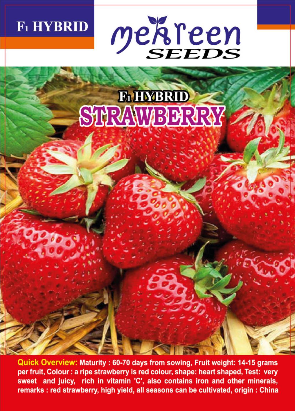 F1 হাইব্রিড স্ট্রবেরি ফলের বীজ | F1 Hybrid Strawberry Fruit Seeds